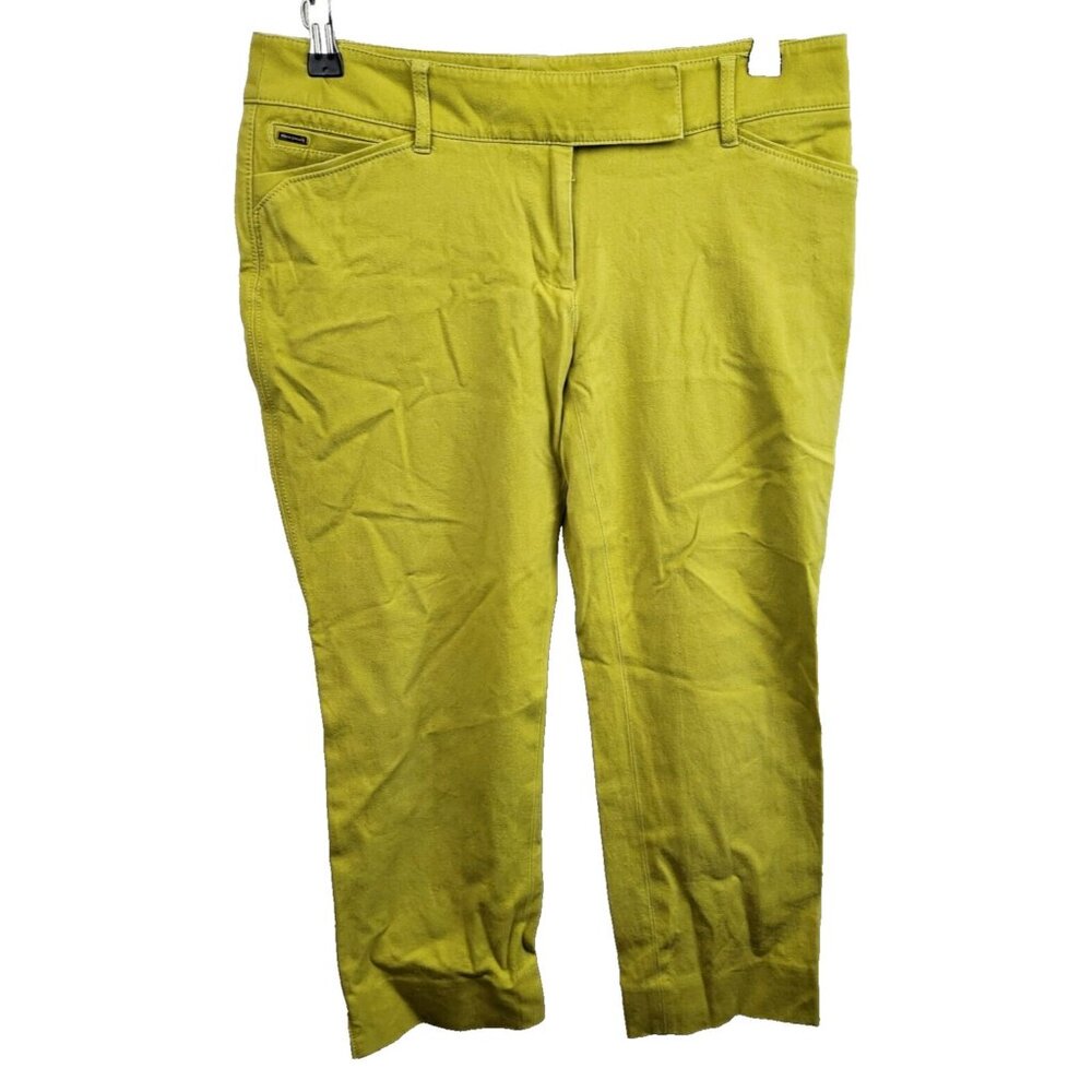 White House Black Market Womens Crop Leg Pants Size 4 Lime Green Straight Casual